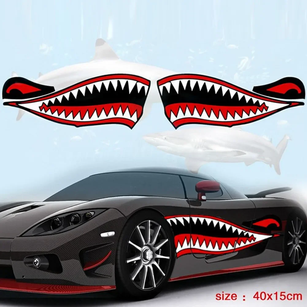 

New Waterproof Flying Tigers Reflective Shark Mouth Teeth Car Boat Yacht Decal Colored Body Sticker