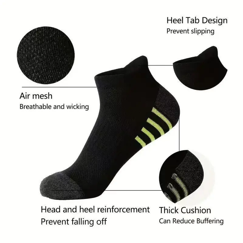 Hochwertige Herren-Sportsocken, atmungsaktiv, bequem, für Outdoor-Freizeitaktivitäten, schwarz/weiß, kurze Socken, Übergröße, 6/12 Paar pro Bestellung – Detail 8