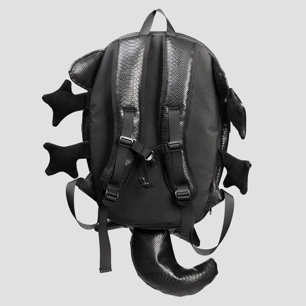 2023 New Fashion Punk Men Women Backpacks Leather Unisex Student School Bag Female Males Serpentine Lizard Shape Travel Bags