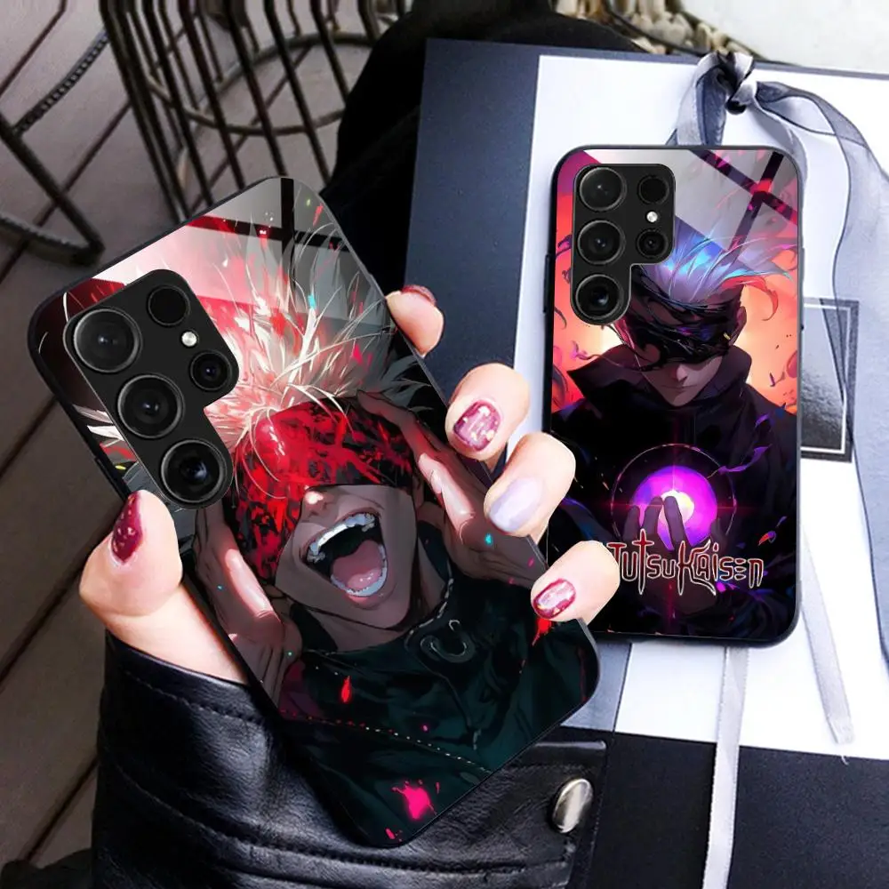 Jujutsu Kaisen Satoru Gojo قضية الهاتف لسامسونج غالاكسي A56 55 54 53 52 51 36 35 34 23 16 15 5G غطاء زجاجي الهواتف المحمولة الفاخرة