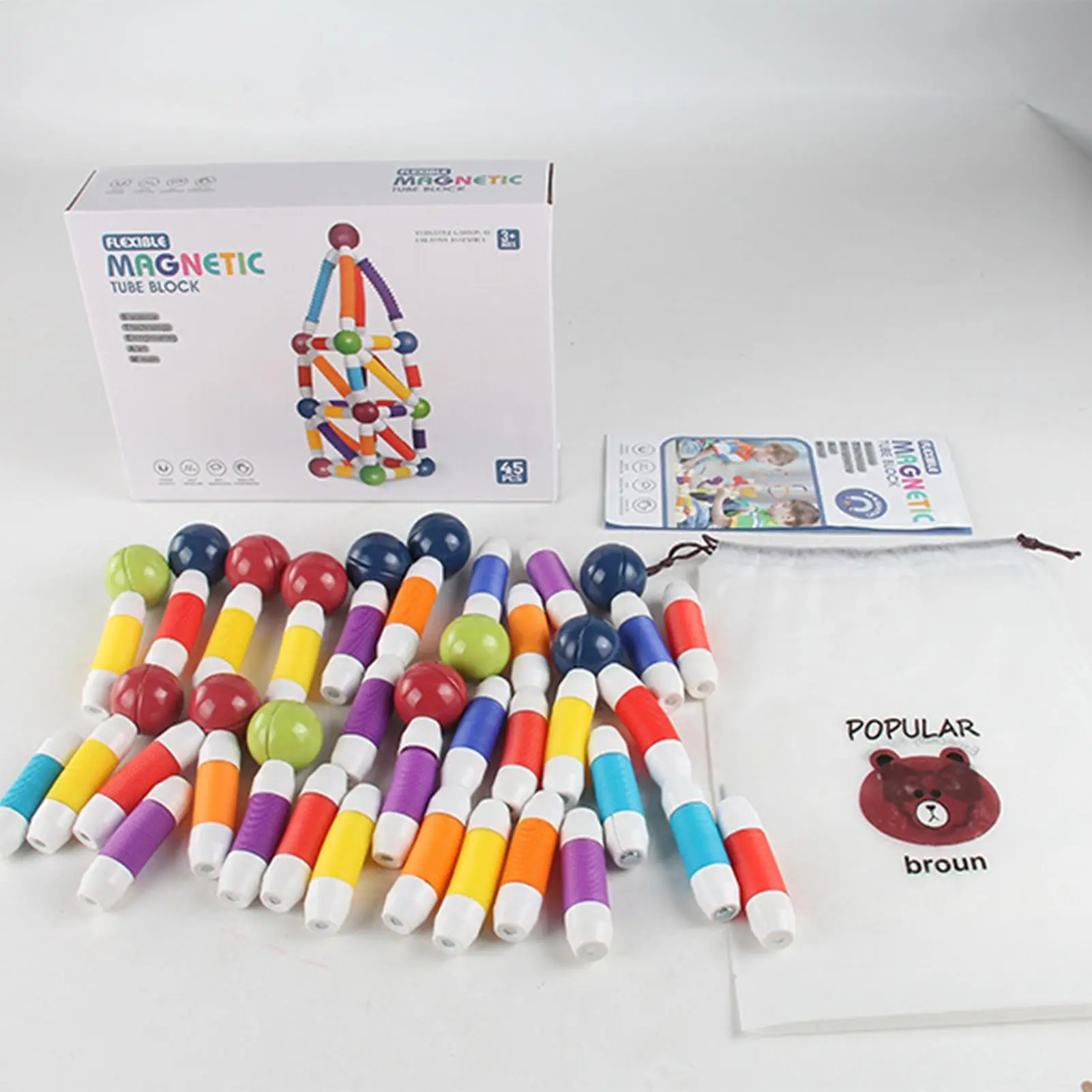 Magnetische bouwset voor kinderen Zachte grip Veelzijdig en schaalbaar Magnetische staafblokken Vroege onderwijspuzzel STEM Zintuiglijk speelgoed