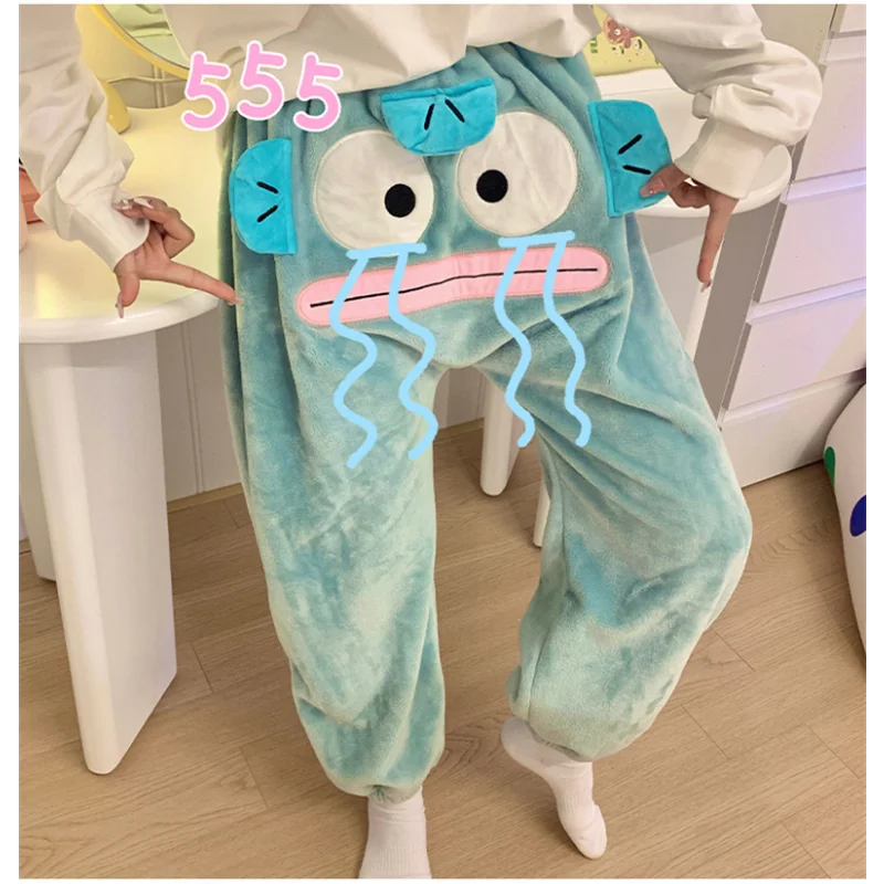 Ugly fish Hanton coral fleece sleeping pants women\'s winter plush soft warm cute funny walking pants home pants