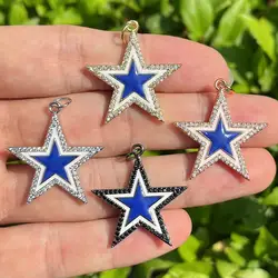 5pcs/Lot Zircon Pave Charms American Football Stars for Jewelry Necklace Bracelets Making