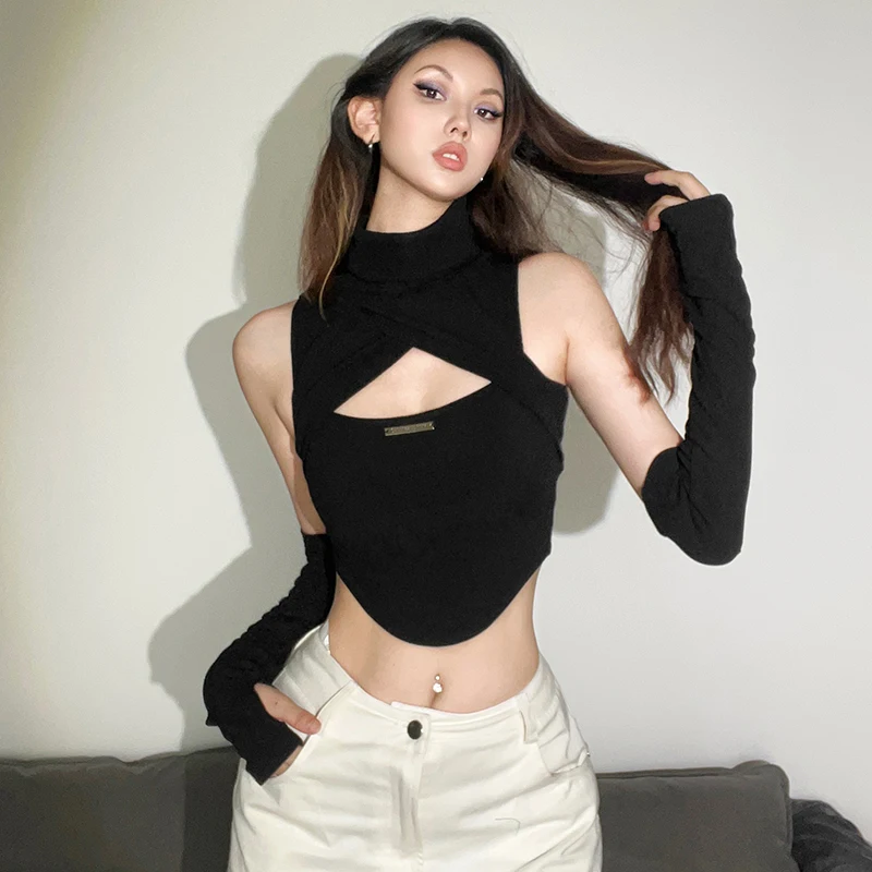 Sisjuly Sexy Hollow out Geometric Vest Women's Fashionable Slimming Top Alluring Lady Style Short Length Bodycon Fit