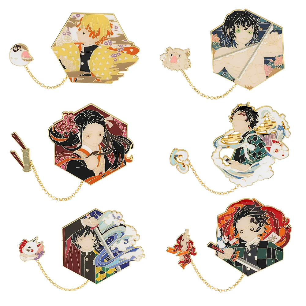 

1 шт., брошь в стиле аниме с горячей кровью, индивидуальная эмалированная булавка Камадо Танджиро, металлический значок, ювелирные изделия, рюкзак, аксессуары для одежды, подарок