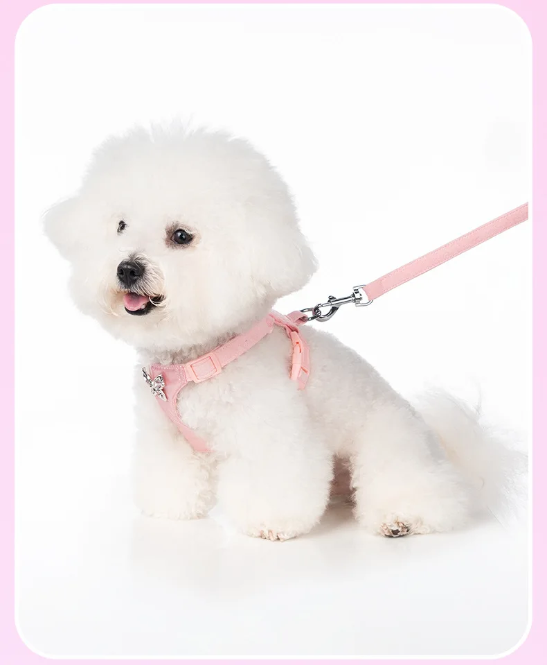Solid Butterfly Rhinestone Dog Harness, Escape Proof, Lightweight Waterproof Comfortable Pet Vest Harness for Cute Small Dogs