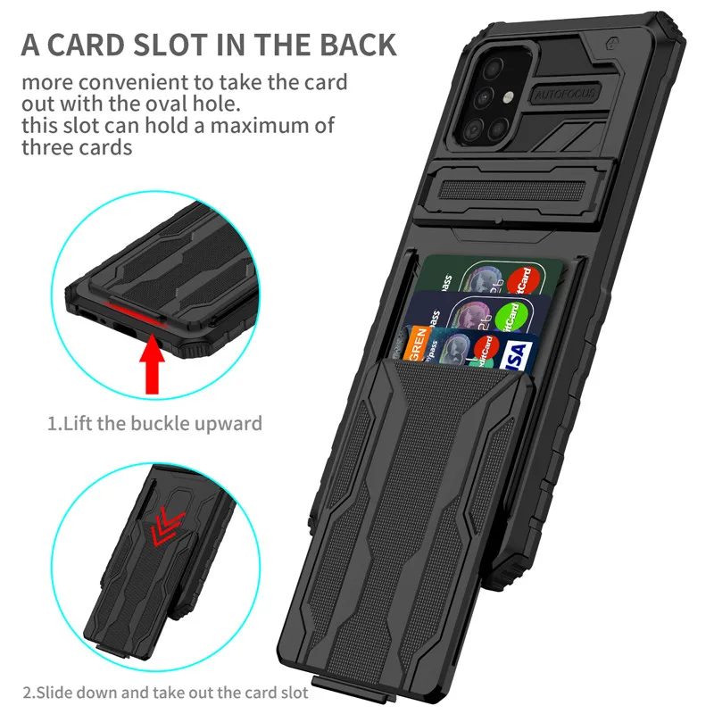 For Samsung Galaxy A51 Case Hybrid Armor Stand Phone Case For Samsung A31 SM-A315F A515F A 51 31 Slot Card Holder Back Cover