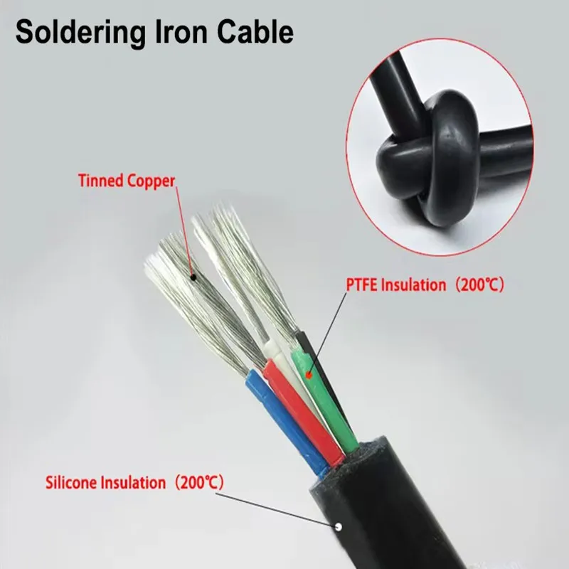 

1/5/10m Silicone Wire Cable T12 Soldering Iron Station 2-10 Cores Tinned Copper PTFE Insulation High Temperature Line