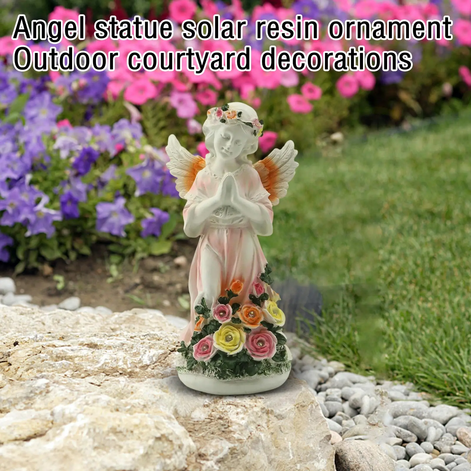 

Светодиодная декоративная фигурка ангела на солнечной батарее, статуэтка из смолы для улицы, украшение для двора, сада, газона, скульптура, акцент для ландшафтного дизайна