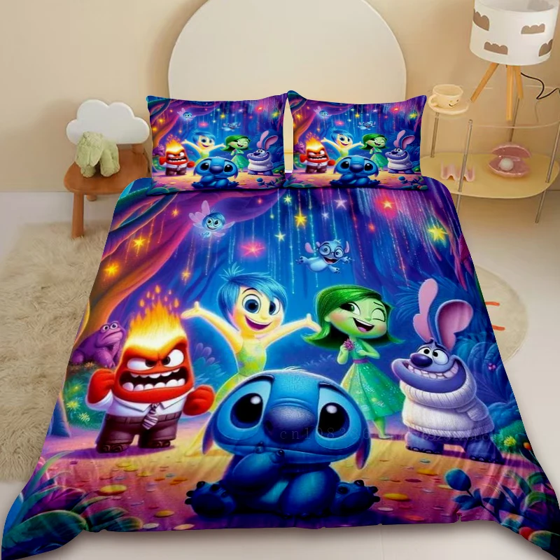 Duvet Cover Inside Out and Stitch Bedding Set Cartoon Pattern Universal Children and Adult Gift Home Room Decoration