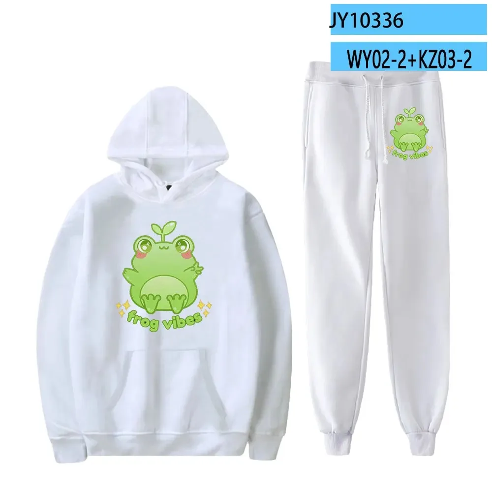 Froggycrossing merch hoodie jogger calças duas peças conjunto moletom + moletom 2024 harajuku streetwear masculino feminino