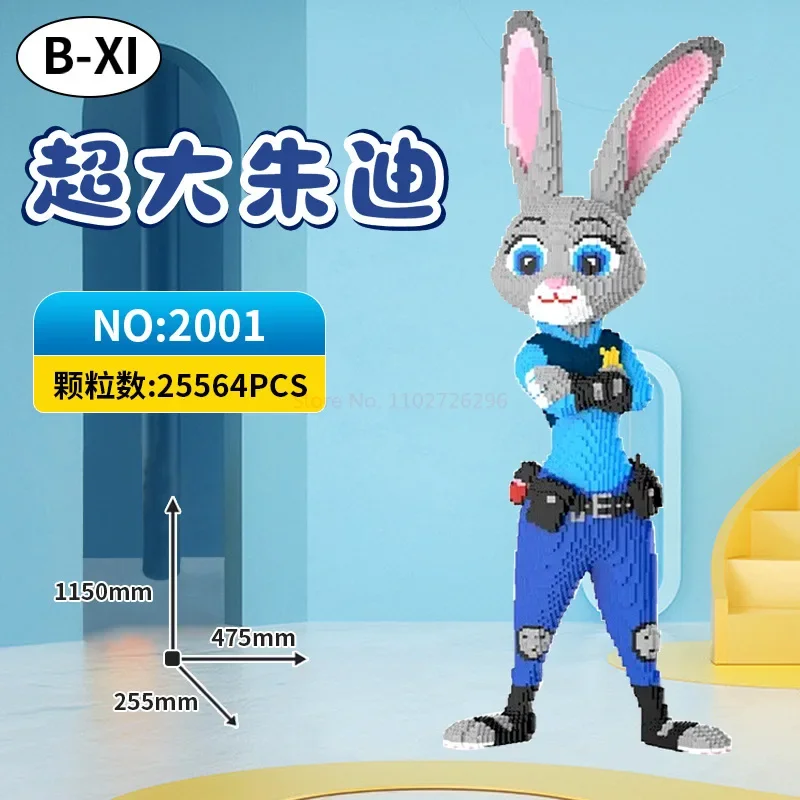 Large size Zootopia Disney Nick Wilde Judy Hopps Diamond 4 Style Assembled Connection Brick Toys Figure For Gif