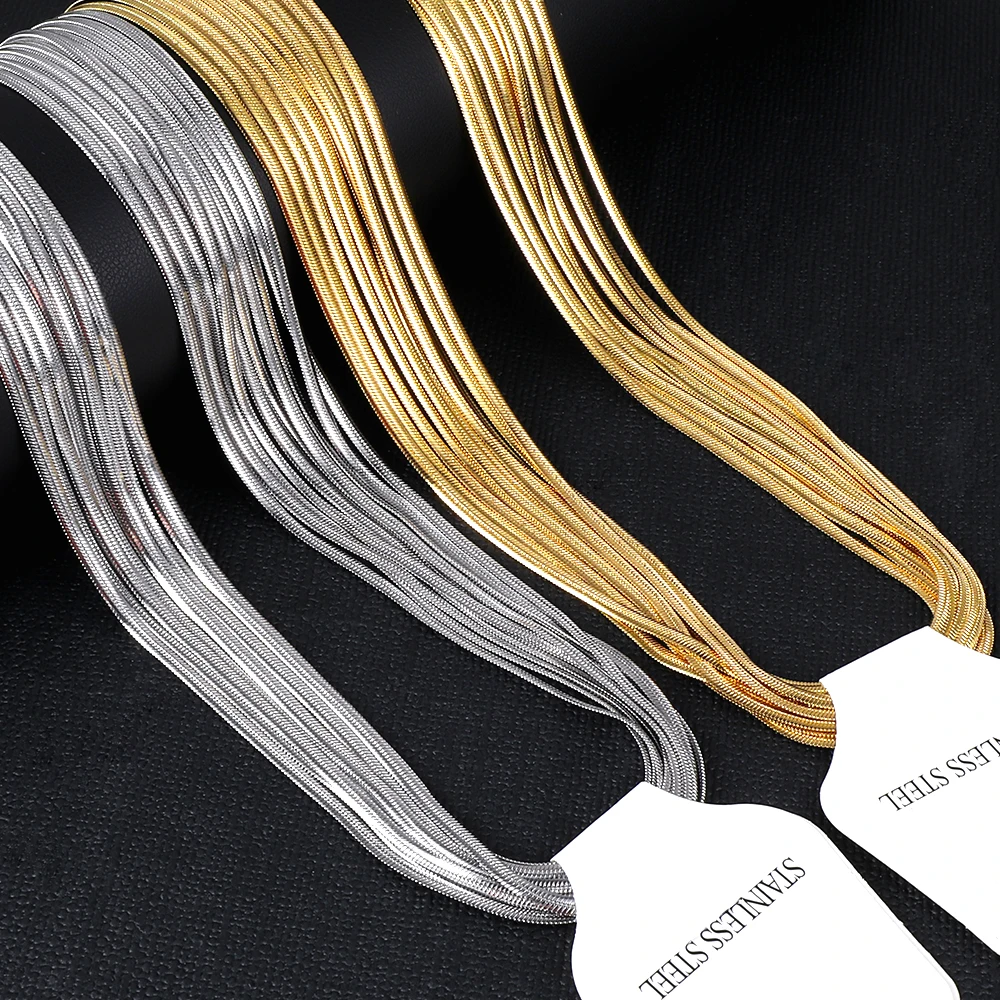 LUXUKISSKIDS 2mm 10pcs/Lots Factory Price 316L Flat Snake Necklace Chains Wholesale Stainless Steel Jewelry Waterpoof No Fade