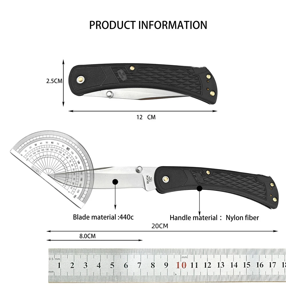 Tactical Classical BK 110 Slim Select Folding Hunter Pocket Knife 440C Plain Blade Nylon Fiber Handle EDC Camping Outdoor Tool