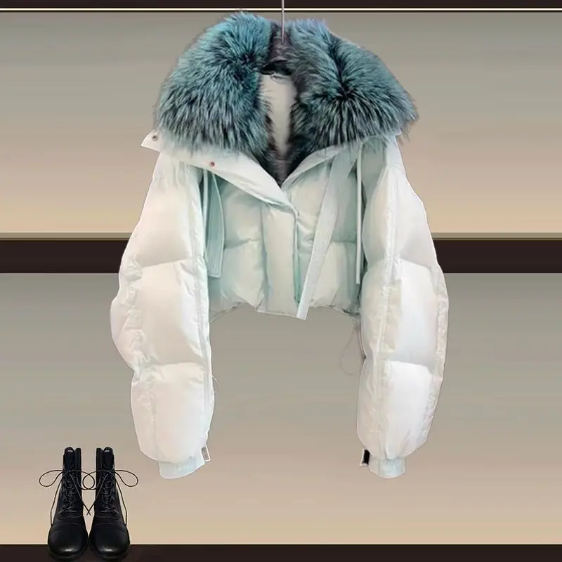 High Appearance Level and High Quality Solid Color Hooded Jacket Autumn and Winter New High-end Imitation Fox Collar Cotton Coat