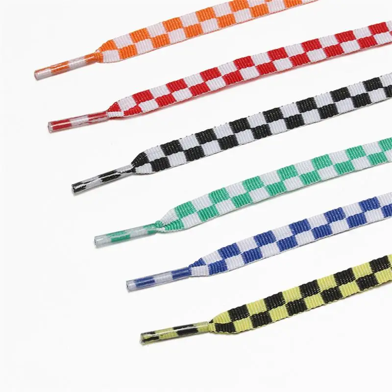 1Pair Checkerboard Shoe Laces For Sneakers Unisex Personality Flat Canvas Shoelaces Classic Printing Sports Shoes Strings