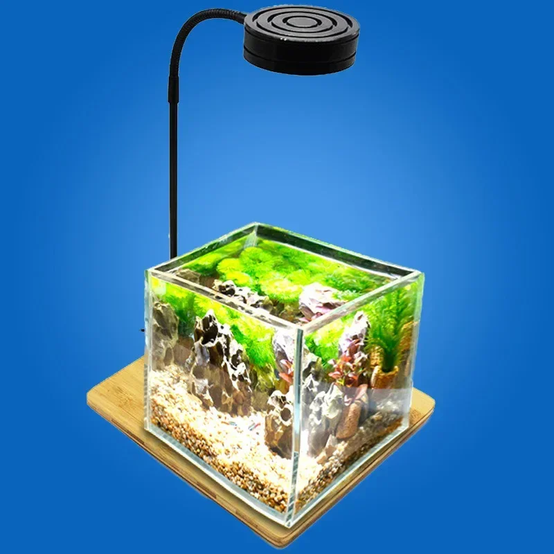 Mini LED Aquarium Light With Bamboo Board,Nano Freshwater Plant Fish Tank Light Help For Plant Growth,Micro Landscape LED Lamp