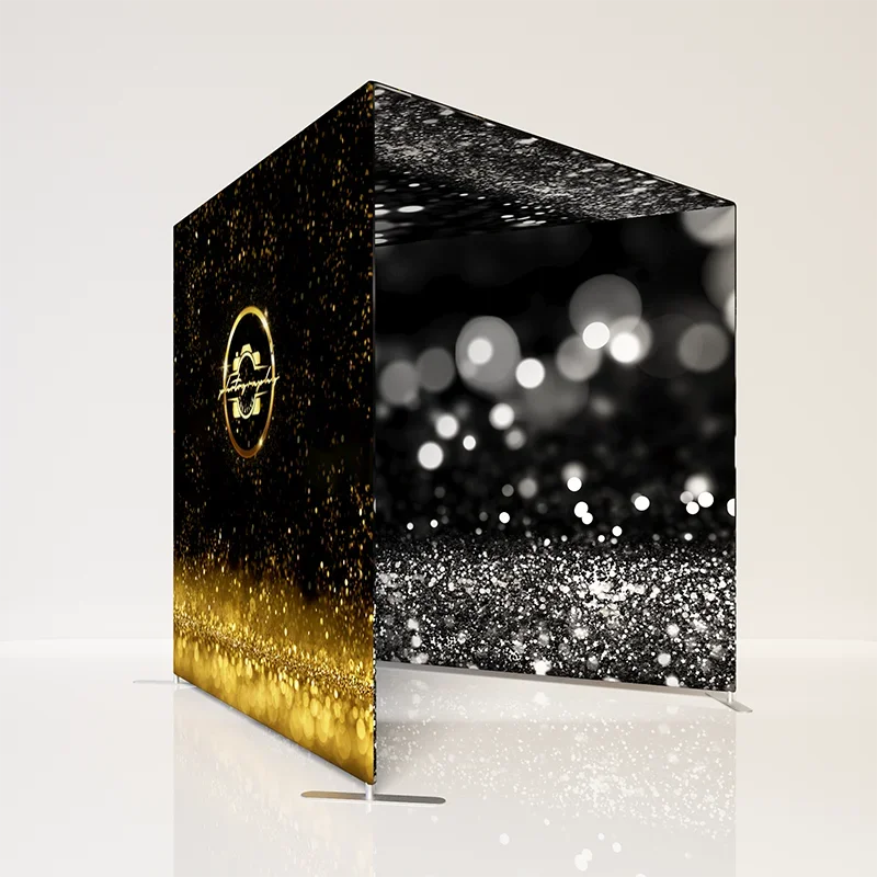 カスタム3面カメラテンションスタンド背景写真撮影用背景幕 イベントフォトブースライトウォール用