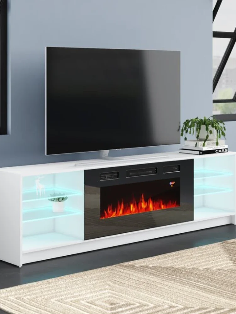 TV Stand for TVs up to 90 with Fireplace with remote control and on/off control, 3 changeable flame colors