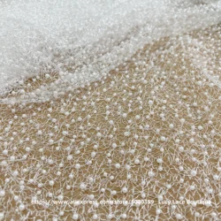 Off White Color 130CM Wide Pearls Big Eyelet Lace Fabric High Quality Lace African Lace Fabric Dress Material NEW Arrivals
