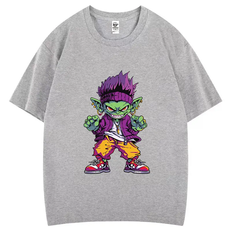 الإبداعية القزم الهيب هوب شخصية القطن تي شيرت مضحك Ropa Hombre القوطية Camisetas الفكاهة جماليات الكلاسيكية مريحة تتجه