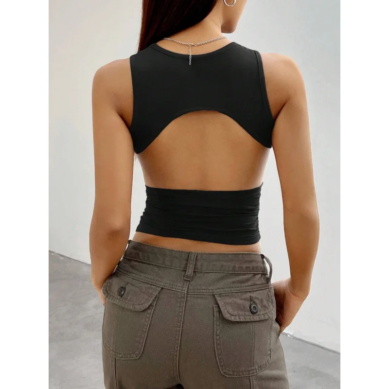 European and American sexy women's clothing independent site Amazon2026Spring and summer solid color tight-fitting short sleevel