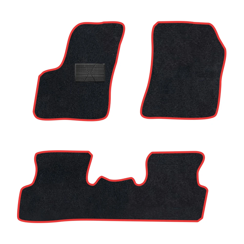 

Автомобильный коврик для Citroen C5 Aircross 2017-настоящее полиэфирное замшевое противоскользящее черное основание красный переплетная отделка края