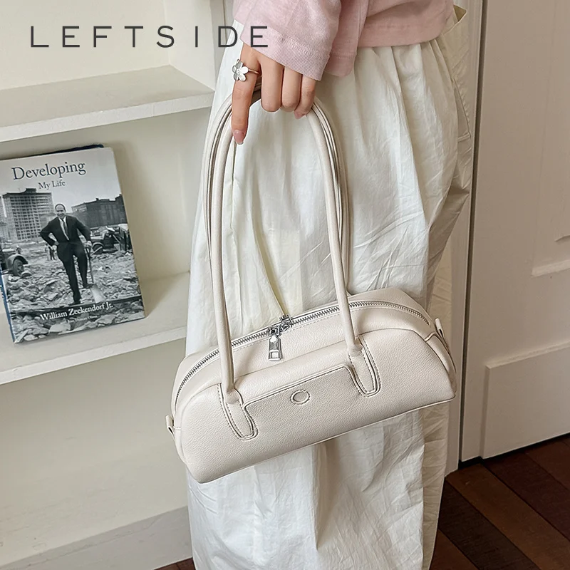 LEFTSIDE Women Small Leather Underarm Shoulder Bag Solid Color Retro Casual Daily Office Handbags and Purses 2026 New Trend