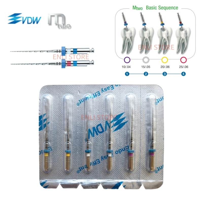 6pcs/pack Original VDW MTWO Files for Sale VDW Mtwo Niti Files Assorted Packs Root Canal Retreatment Files