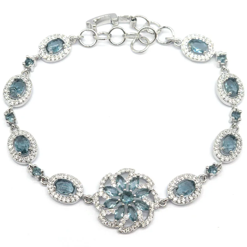 19x19 مللي متر متعدد الألوان الرودوليت العقيق البنفسجي تنزانيت الزبرجد لندن الأزرق توباز تشيكوسلوفاكيا المرأة الفضة سوار 7-7.5 بوصة #5