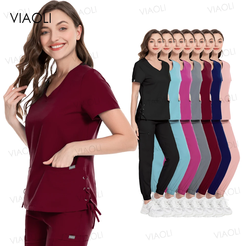 

Medical Uniforms Women Scrubs Sets Nursing Blouse Pants Pharmacist Work Clothes Beauty Pet Shop Work Uniforms Nurses Accessories