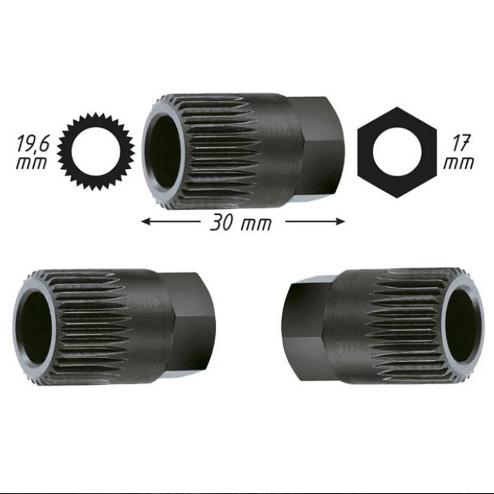 Alternator Pulley Socket Bit with 33 Teeth Designed for Removal and Installation of Wheel Pulley with M10/T50 Torx Socket