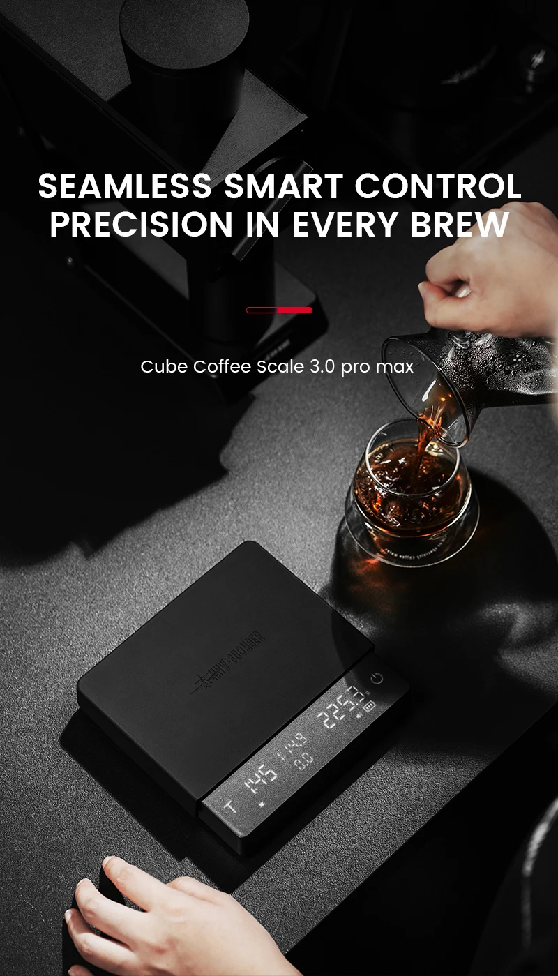 MHW-3BOMBER Cube Coffee Scale 3.0 Pro Max Digital Kitchen Coffee Scale High Precision Flow Rate Big Battery Coffee Accessories