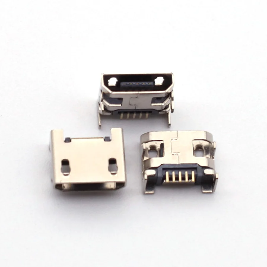 50pcs Micro USB connector 5pin seat Jack Micro usb DIP4 Legs Four legs Inserting plate seat mini usb connector For Mobile phone