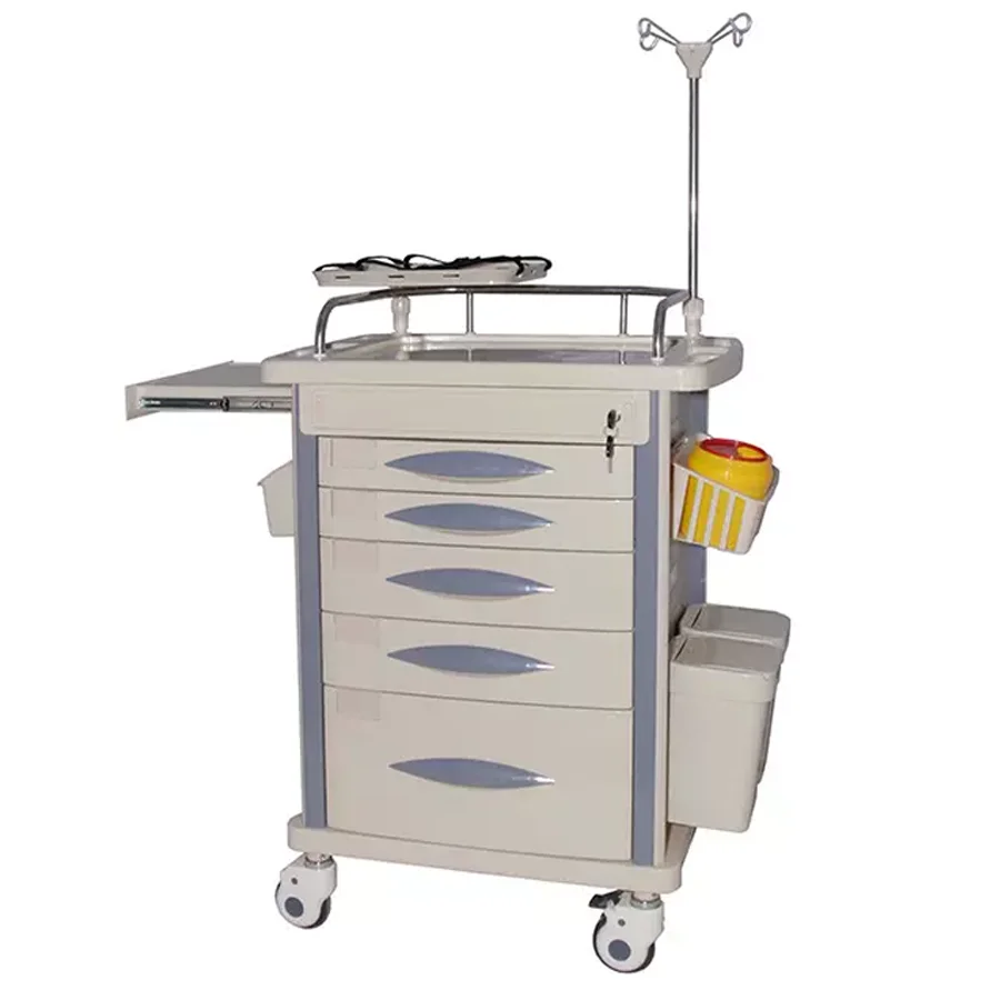 Emergency Trolley ABS surface  five drawers with many accessories emergency trolley hospital