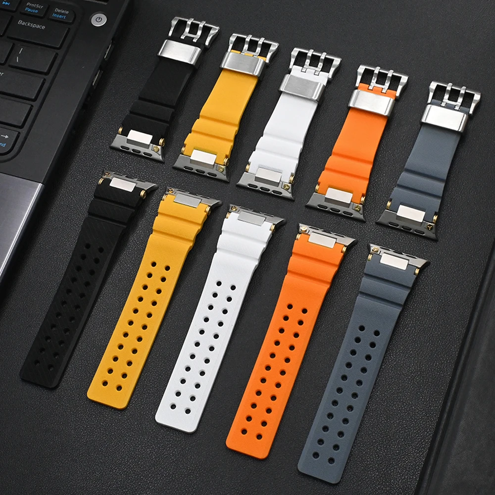 

MEN Silicone Sports Strap For Apple Watch Ultra 49mm 10 46mm Bracelet For iWatch Series 10 9 8 7 6 5 4 Se 3 44mm 45mm 46mm Band