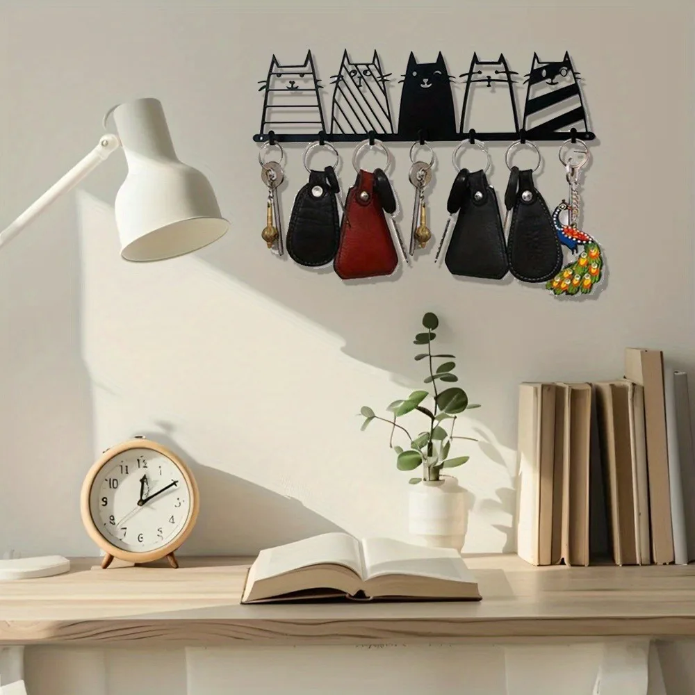 Eleganter Katzen-Wandhaken aus Metall – einfach zu installierende, stilvolle Garderobe im schwarzen Katzen-Design für Hüte, Handtücher, Schlüssel, perfekte moderne Heimdekoration