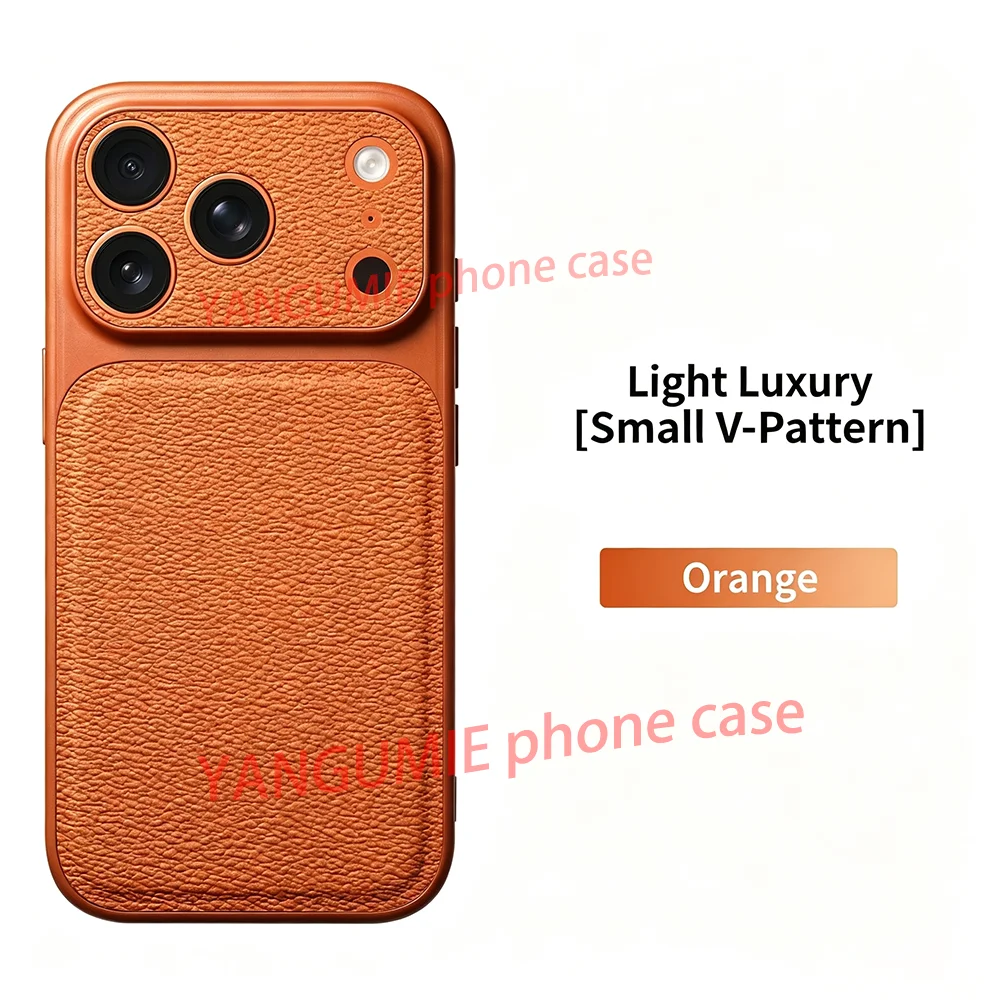 For Full range of iPhone18/17 promax small V-shaped litchi-shaped apple seconds bigger window anti-drop phone case leather case