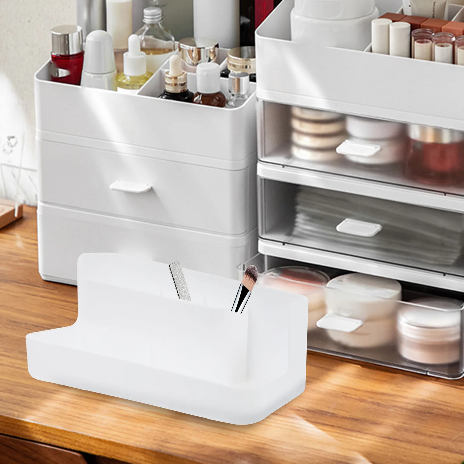 

1pc Multifunctional Nail Brush Storage Box Manicure Tool Organizer Pp Container For Salon Home Office Durable Portable