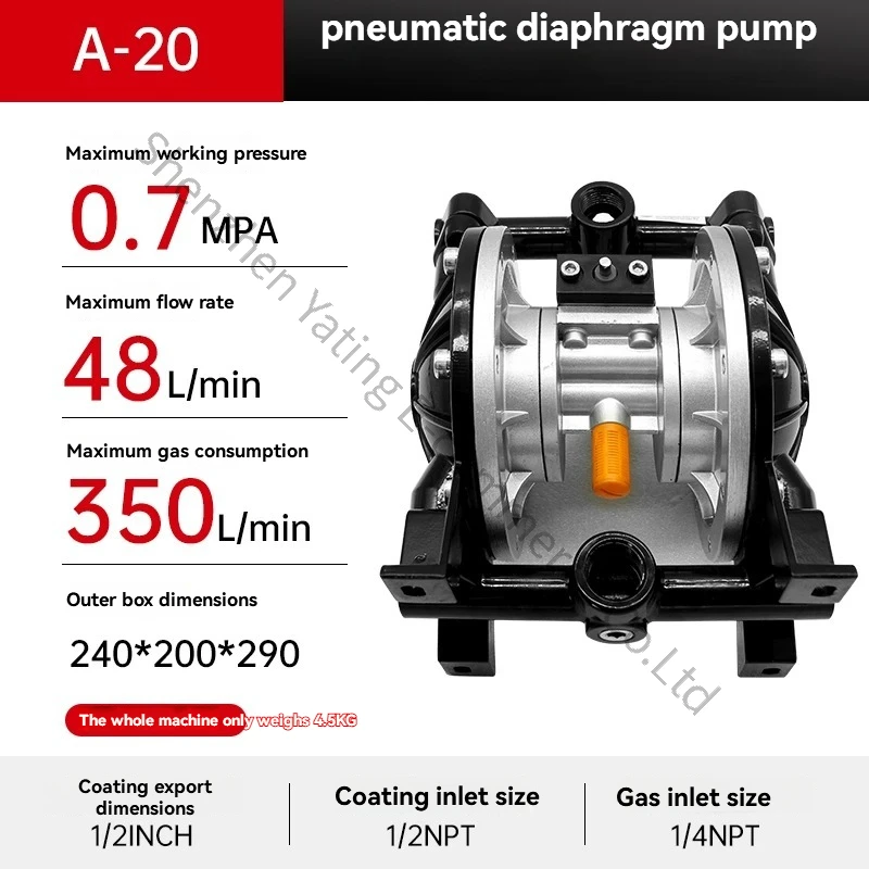 Diaphragm Pump A-20 Pneumatic Pump A26 A31 Paint Pump A-15 Teflon Corrosion Resistant Diaphragm