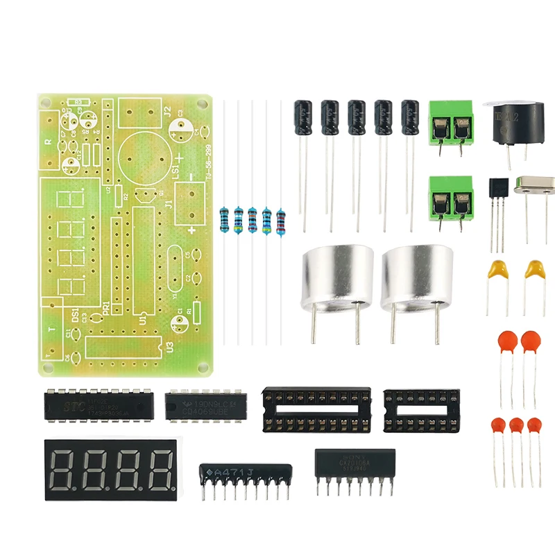 Electronic DIY Kit ST11F02 Single -chip Ultrasonic Range Finder Kit DIY Parts Electronic Training Rangefinder Reversing Radar