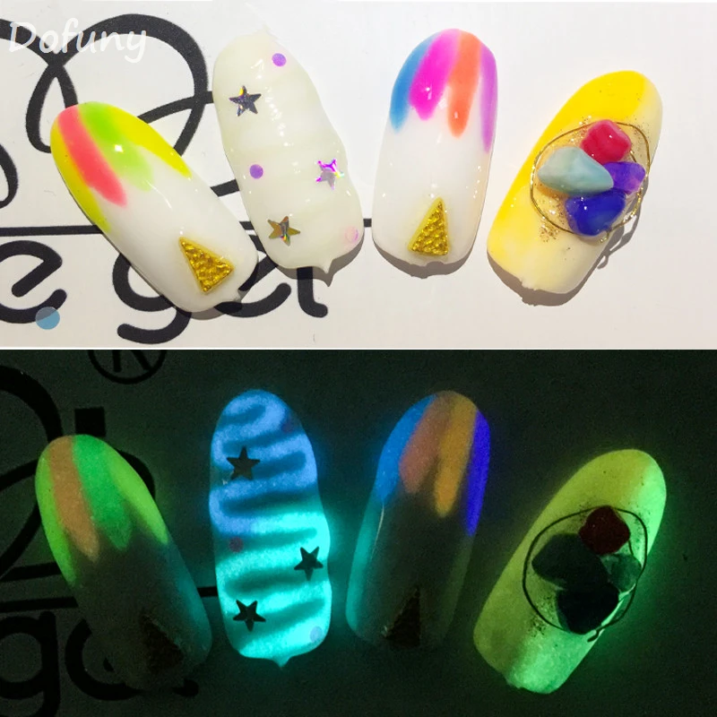 1 garrafa efeito de fluorescência decoração da arte do prego glitter ultrafino brilho em pó luminosa decoração diy prego ferramenta