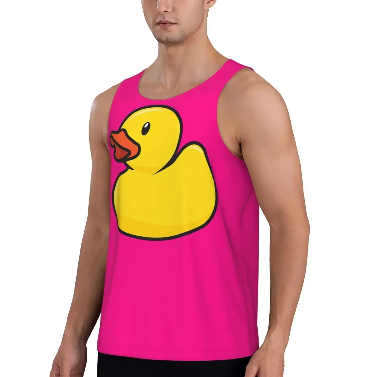 Quick Dry Rubber Duck In Hot Pink Gym Tank Muscle Sleeveless Shirt Bodybuilding Breathable Vest