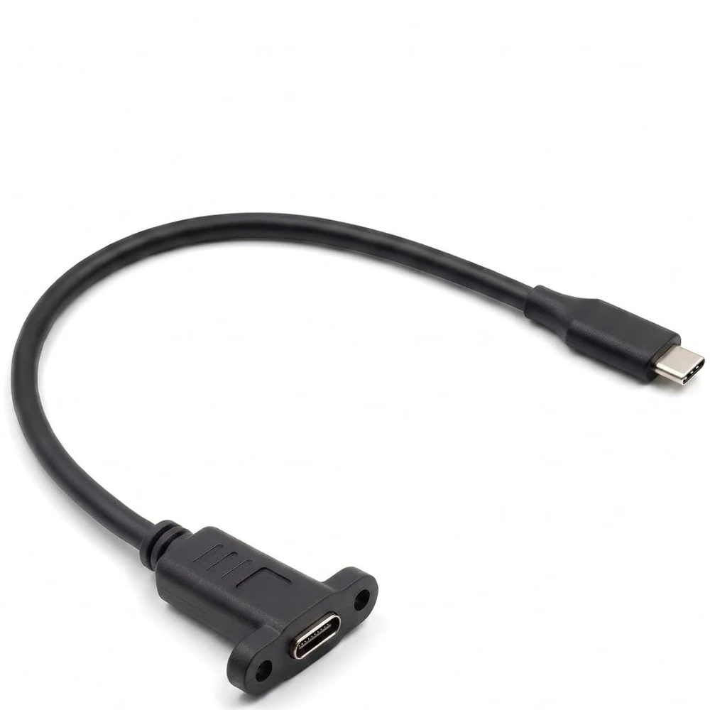 Type-C Male To Female Extension Cable with Ear Screw Hole Panel Mount USB 3.1 Data Charging Cord for Desktop Server Cabinet