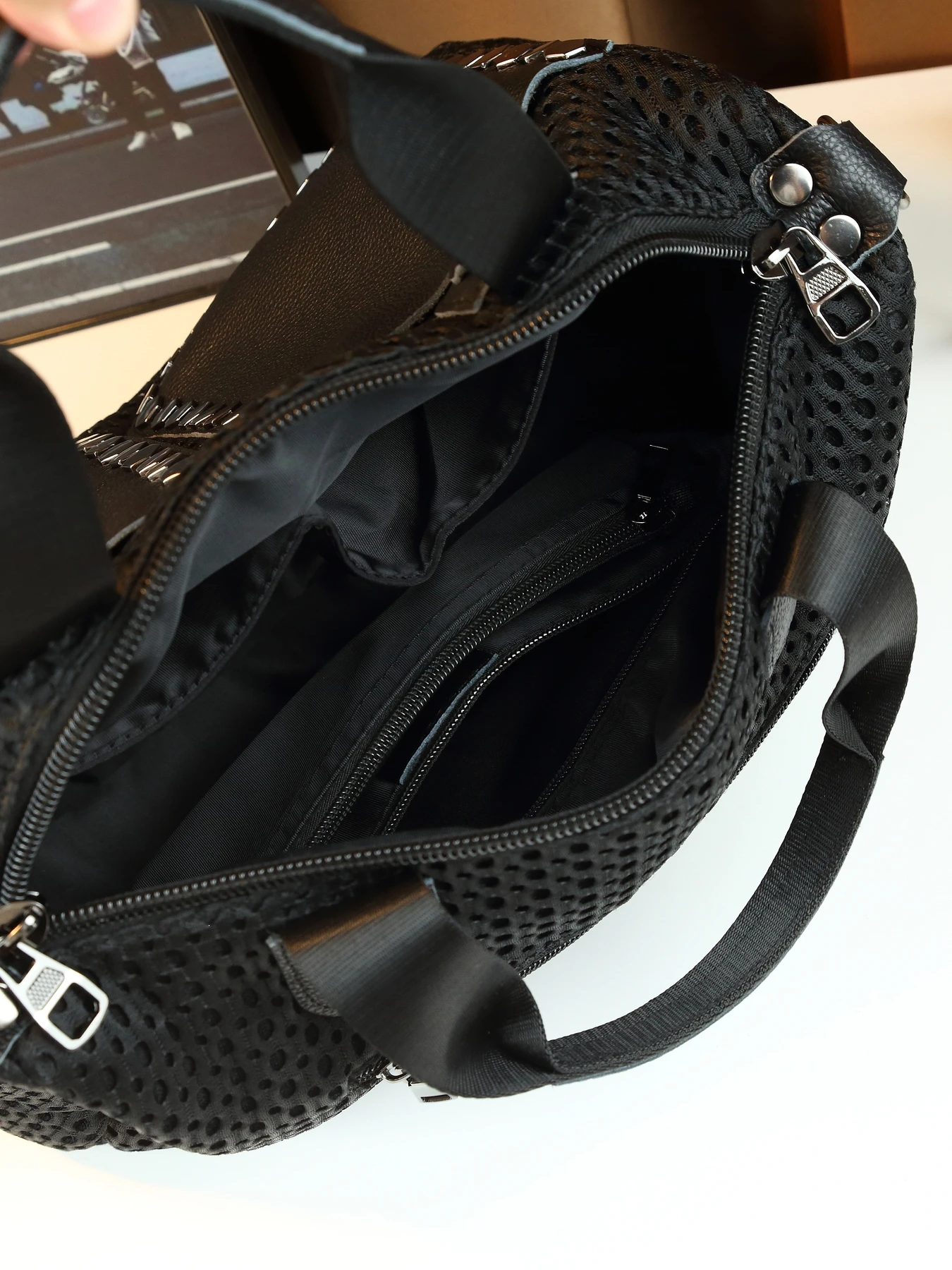 أزياء السفر الترفيهي نموذج شبكة سعة كبيرة وسادة محمولة حقيبة برشام الديكور حقيبة ركاب كبيرة