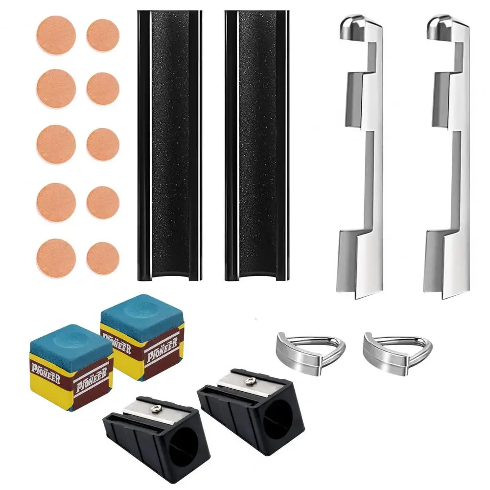 Lightweight Pool Cue Maintenance Tools 18pcs Billiard Cue Repair Kit Pool Cue Tip Clamp Shaper Durable Chalk Cubes for Tips