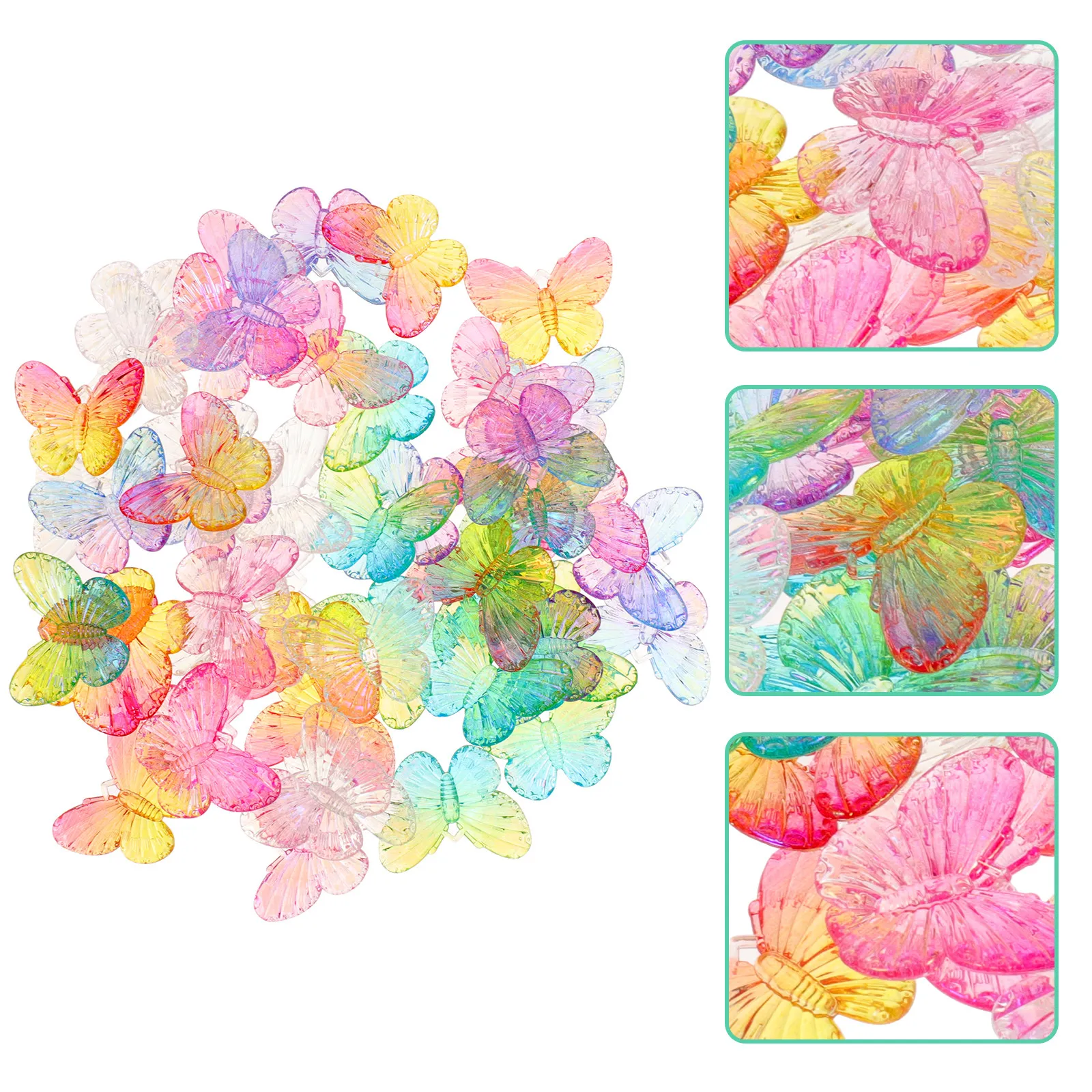 

50Pcs Vibrant Butterfly Shape Ornaments for Nail Decor DIY Supplies Hairpin Making Material Phone Case Decoration Craft