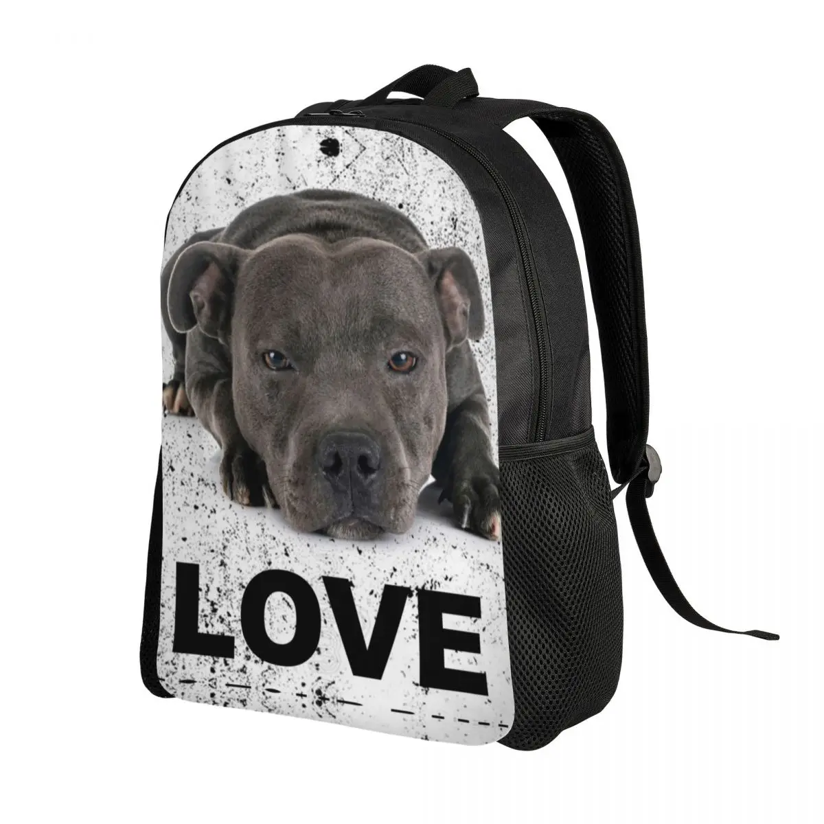 3D Print Cute Staffordshire Bull Terrier Dog Love Backpack for Animal College School Travel Bags Bookbag Fits 15 Inch Laptop