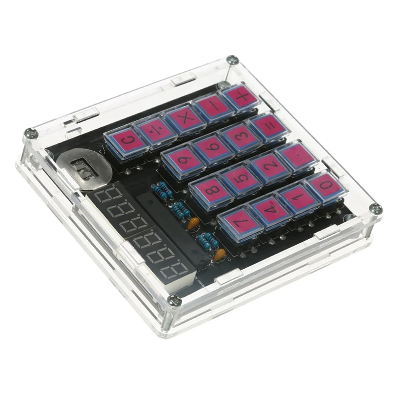 AT14 DIY Calculator Kit Digital Tube Calculator Built In CR2032 Button Cell With Transparent Case Calculator