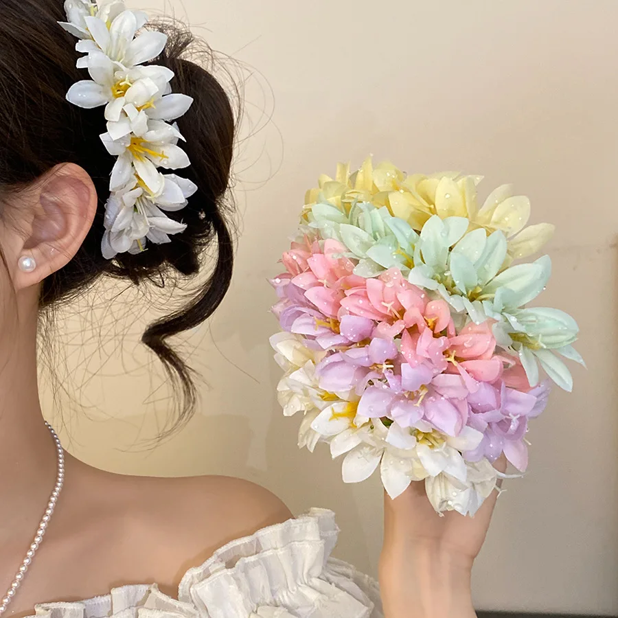 Romantische Feenblüten-Haarnadeln für Frauen, Frische Stoff-Blumen-Haarstäbe für Strand, Reisen, Hochzeiten und Feiertage